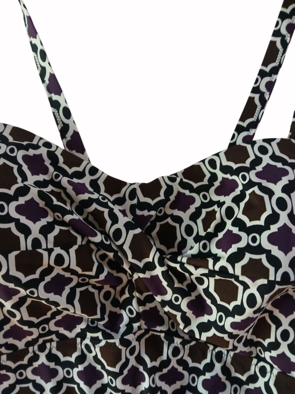 Lands End Top Tankini Swim Size 16 16W Surplice Bust Padded Shelf Bra Geometric - Picture 2 of 15